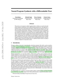 Neural Program Synthesis with a Differentiable Fixer