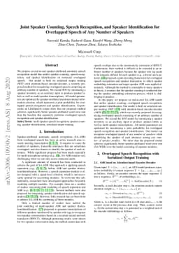 Joint Speaker Counting, Speech Recognition, and Speaker Identification
  for Overlapped Speech of Any Number of Speakers