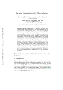 Bayesian Optimization with Missing Inputs