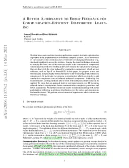 A Better Alternative to Error Feedback for Communication-Efficient
  Distributed Learning