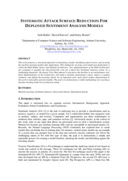 Systematic Attack Surface Reduction For Deployed Sentiment Analysis
  Models