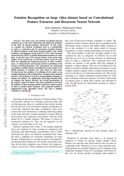 Emotion Recognition on large video dataset based on Convolutional
  Feature Extractor and Recurrent Neural Network