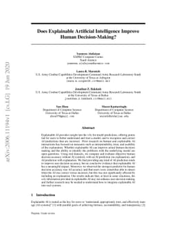 Does Explainable Artificial Intelligence Improve Human Decision-Making?