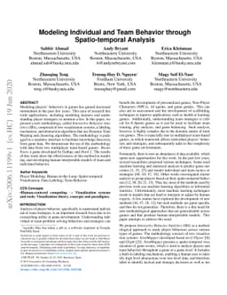 Modeling Individual and Team Behavior through Spatio-temporal Analysis