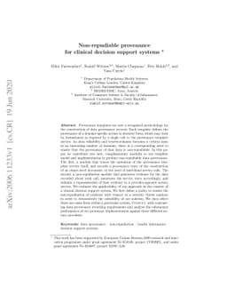 Non-repudiable provenance for clinical decision support systems