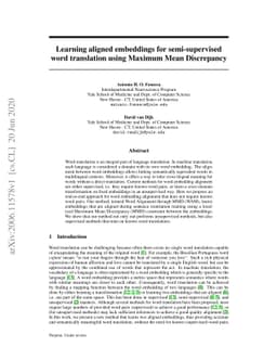 Learning aligned embeddings for semi-supervised word translation using
  Maximum Mean Discrepancy