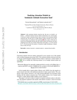 Studying Attention Models in Sentiment Attitude Extraction Task