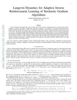 Langevin Dynamics for Adaptive Inverse Reinforcement Learning of
  Stochastic Gradient Algorithms