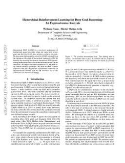 Hierarchical Reinforcement Learning for Deep Goal Reasoning: An
  Expressiveness Analysis
