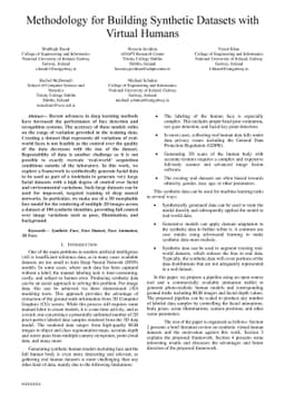 Methodology for Building Synthetic Datasets with Virtual Humans