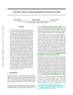 Free-rider Attacks on Model Aggregation in Federated Learning