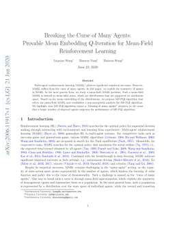 Breaking the Curse of Many Agents: Provable Mean Embedding Q-Iteration
  for Mean-Field Reinforcement Learning