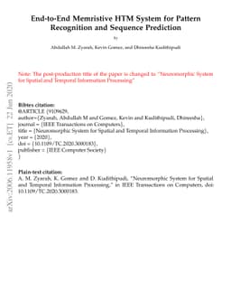 End-to-End Memristive HTM System for Pattern Recognition and Sequence
  Prediction
