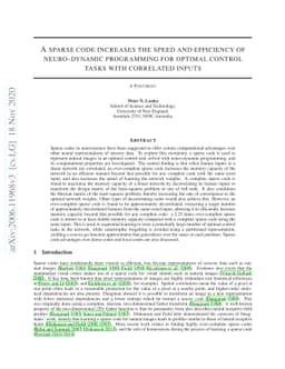 A sparse code increases the speed and efficiency of neuro-dynamic
  programming for optimal control tasks with correlated inputs