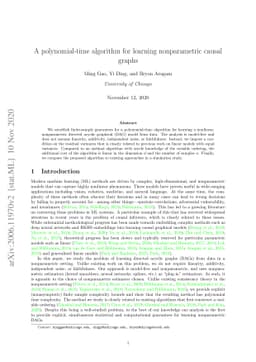 A polynomial-time algorithm for learning nonparametric causal graphs