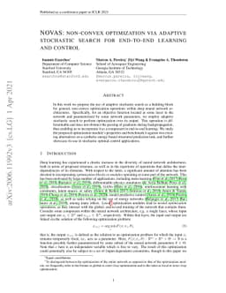 NOVAS: Non-convex Optimization via Adaptive Stochastic Search for
  End-to-End Learning and Control