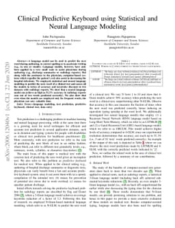 Clinical Predictive Keyboard using Statistical and Neural Language
  Modeling