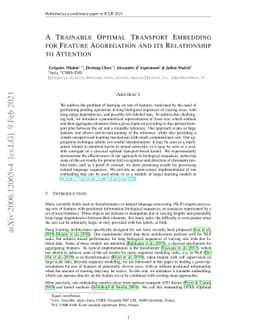 A Trainable Optimal Transport Embedding for Feature Aggregation and its
  Relationship to Attention