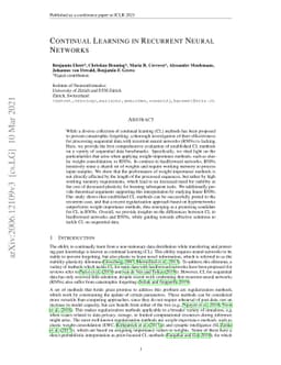 Continual Learning in Recurrent Neural Networks
