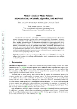 Money Transfer Made Simple: a Specification, a Generic Algorithm, and
  its Proof