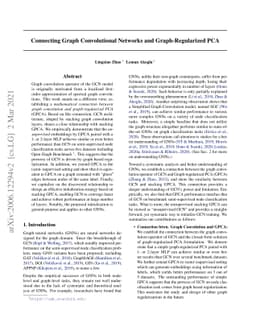 Connecting Graph Convolutional Networks and Graph-Regularized PCA