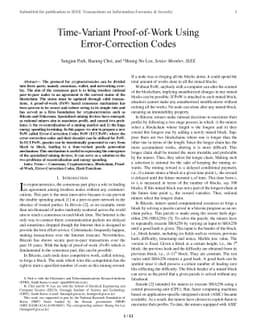 Time-Variant Proof-of-Work Using Error-Correction Codes