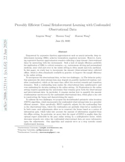 Provably Efficient Causal Reinforcement Learning with Confounded
  Observational Data