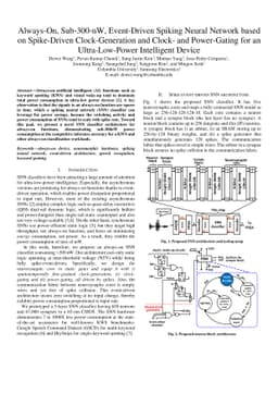 Always-On, Sub-300-nW, Event-Driven Spiking Neural Network based on
  Spike-Driven Clock-Generation and Clock- and Power-Gating for an
  Ultra-Low-Power Intelligent Device