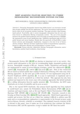 Deep Learning feature selection to unhide demographic recommender
  systems factors