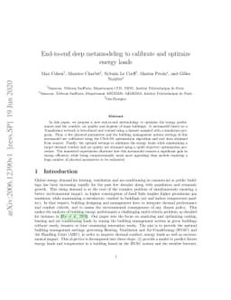 End-to-end deep metamodeling to calibrate and optimize energy loads