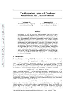 The Generalized Lasso with Nonlinear Observations and Generative Priors