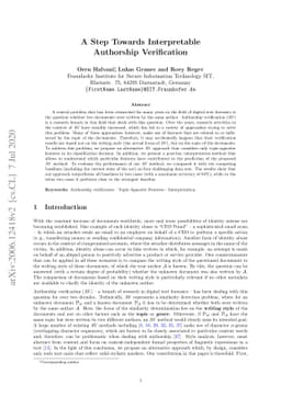 A Step Towards Interpretable Authorship Verification