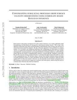 Constraining subglacial processes from surface velocity observations
  using surrogate-based Bayesian inference