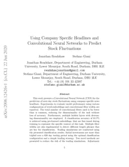 Using Company Specific Headlines and Convolutional Neural Networks to
  Predict Stock Fluctuations