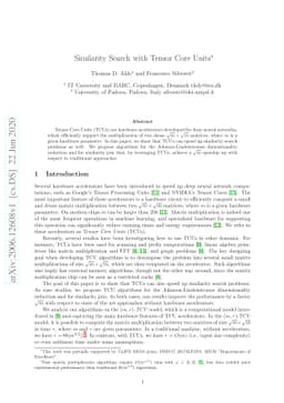 Similarity Search with Tensor Core Units