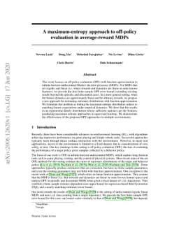 A maximum-entropy approach to off-policy evaluation in average-reward
  MDPs