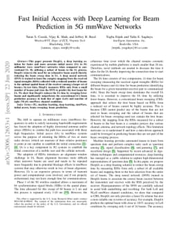 Fast Initial Access with Deep Learning for Beam Prediction in 5G mmWave
  Networks
