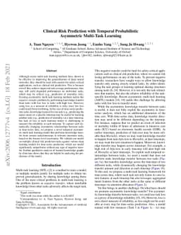 Clinical Risk Prediction with Temporal Probabilistic Asymmetric
  Multi-Task Learning