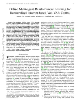 Online Multi-agent Reinforcement Learning for Decentralized
  Inverter-based Volt-VAR Control