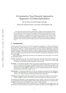 A Constructive, Type-Theoretic Approach to Regression via Global
  Optimisation