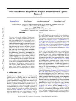 Multi-source Domain Adaptation via Weighted Joint Distributions Optimal
  Transport