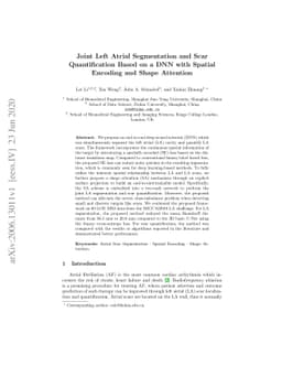 Joint Left Atrial Segmentation and Scar Quantification Based on a DNN
  with Spatial Encoding and Shape Attention