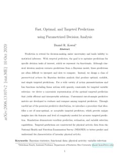 Fast, Optimal, and Targeted Predictions using Parametrized Decision
  Analysis