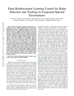 Deep Reinforcement Learning Control for Radar Detection and Tracking in
  Congested Spectral Environments
