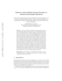 Inference with Artificial Neural Networks on Analog Neuromorphic
  Hardware