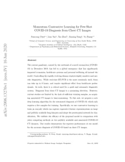 Momentum Contrastive Learning for Few-Shot COVID-19 Diagnosis from Chest
  CT Images