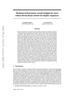 Thalamocortical motor circuit insights for more robust hierarchical
  control of complex sequences