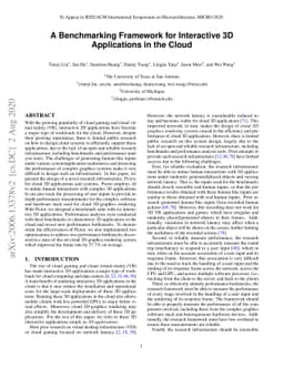 A Benchmarking Framework for Interactive 3D Applications in the Cloud