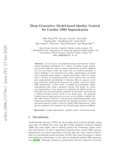 Deep Generative Model-based Quality Control for Cardiac MRI Segmentation
