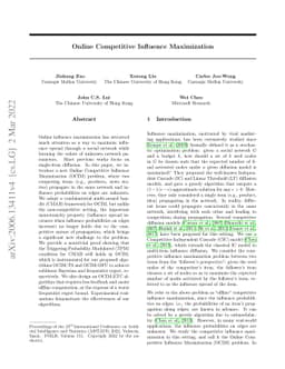 Online Competitive Influence Maximization